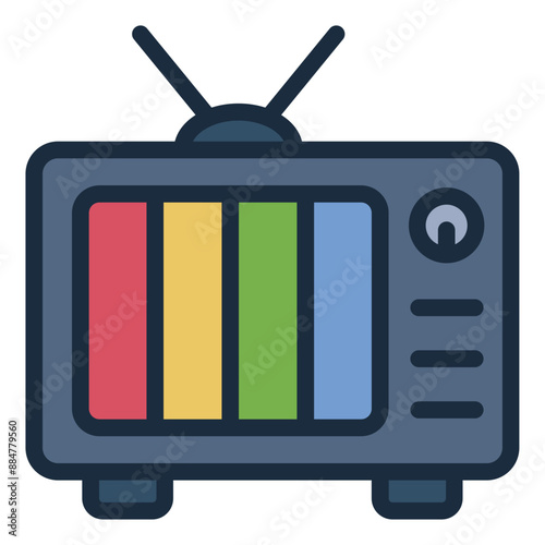 Retro style television icon with a vintage look and feel.