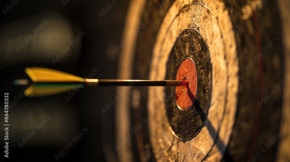 Close-Up of Dart Stuck on Target with Stock Market Background Close-Up of Dart Stuck on Target with Stock Market Background