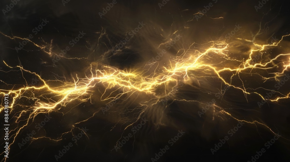 Golden Lightning Bolts with Glittering Sparks Golden Lightning Bolts with Glittering Sparks