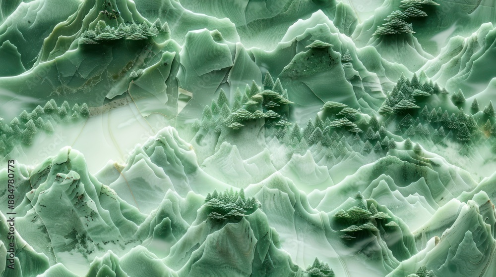 Fototapeta premium Green Mountains, Abstract Landscape