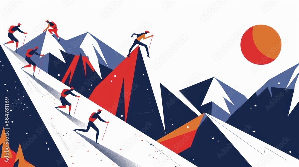 Climbers on a Mountain Range Climbers on a Mountain Range