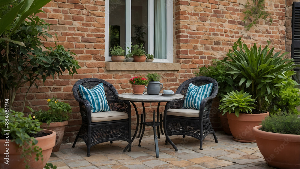 High-Resolution Image of a Simple Outdoor Patio Setup High-Resolution Image of a Simple Outdoor Patio Setup
