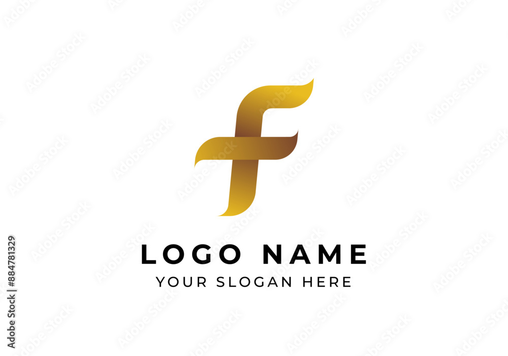 Obraz premium Logo Abstract Letter F with luxury gold color. Editable file