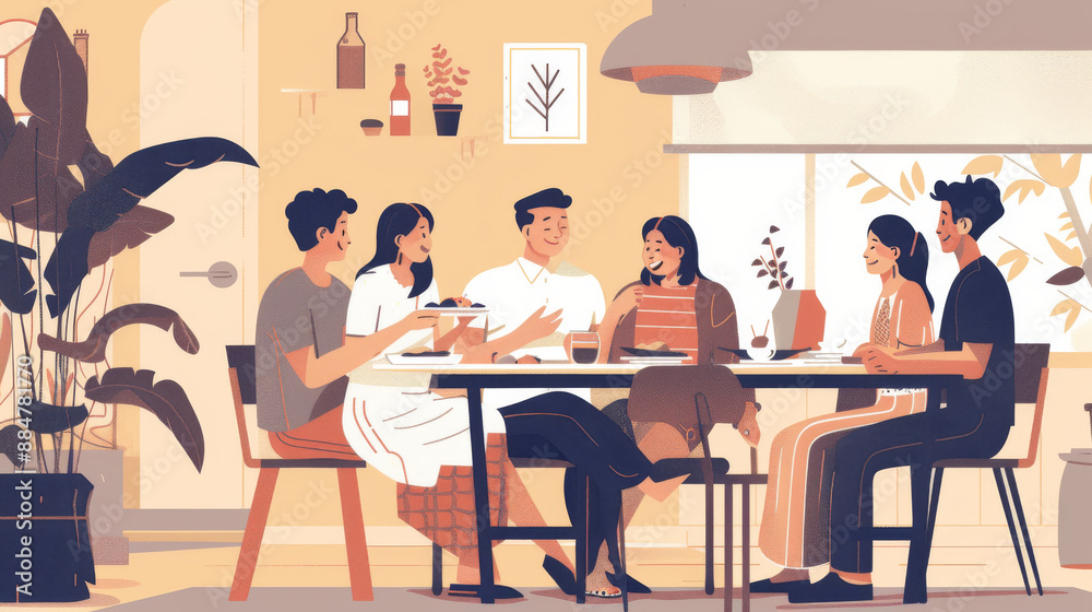 Groups of family and friends sharing happy moments, such as hugging, laughing, playing games, or enjoying meals together. Emphasize the warmth and connection in these interactions. Groups of family and friends sharing happy moments, such as hugging, laughing, playing games, or enjoying meals together. Emphasize the warmth and connection in these interactions.