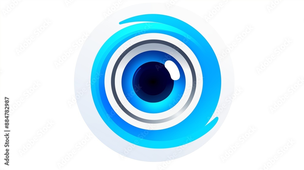 Blue Eye Logo Featuring Concentric Circles and Abstract Design Blue Eye Logo Featuring Concentric Circles and Abstract Design