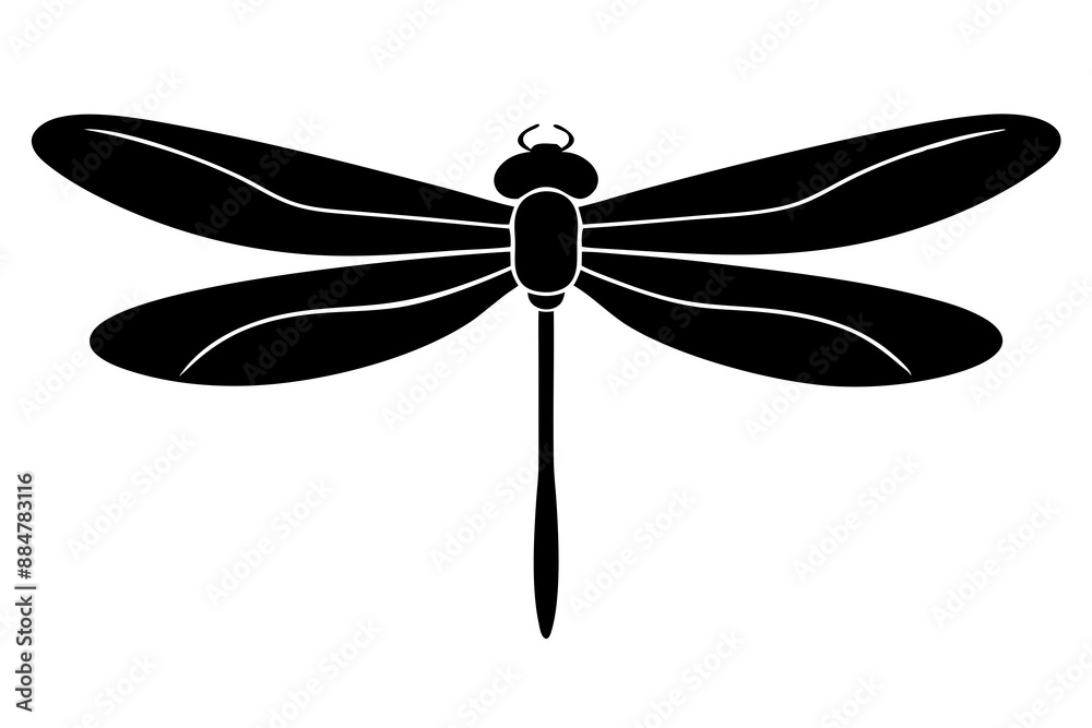Create a minimal dragonfly silhouette vector illustration in black on a white background with a simple elegant design Create a minimal dragonfly silhouette vector illustration in black on a white background with a simple elegant design