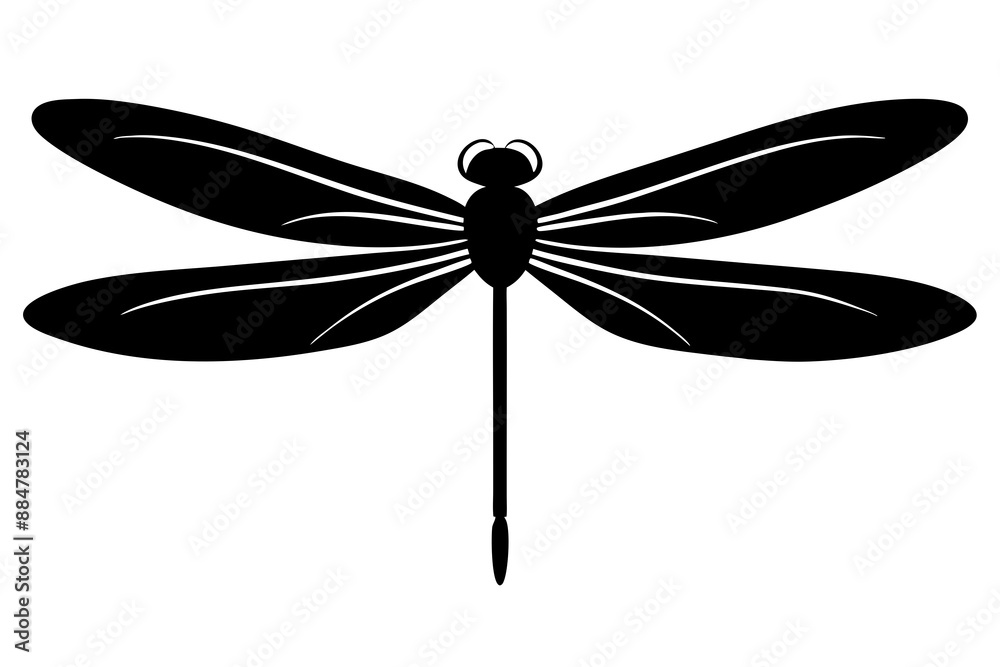 Create a minimal dragonfly silhouette vector illustration in black on a white background with a simple elegant design Create a minimal dragonfly silhouette vector illustration in black on a white background with a simple elegant design