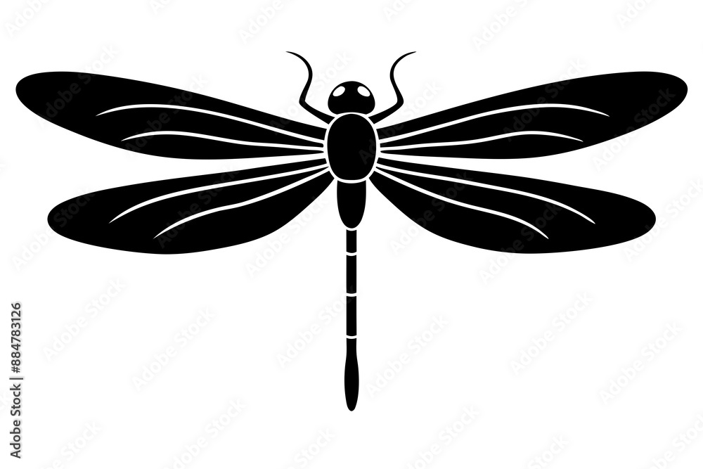 Create a minimal dragonfly silhouette vector illustration in black on a white background with a simple elegant design Create a minimal dragonfly silhouette vector illustration in black on a white background with a simple elegant design