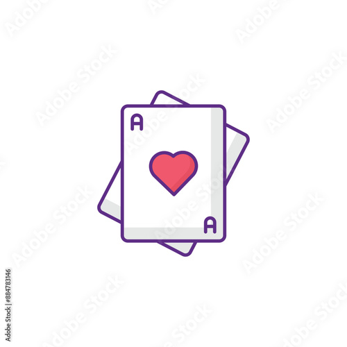 Ace Of Hearts icon design with white background stock illustration