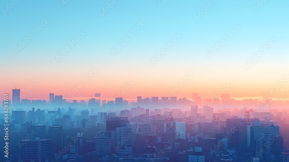 Minimalist Digital Cityscape at Sunrise with Geometric Shapes and Muted Color Palette Minimalist Digital Cityscape at Sunrise with Geometric Shapes and Muted Color Palette