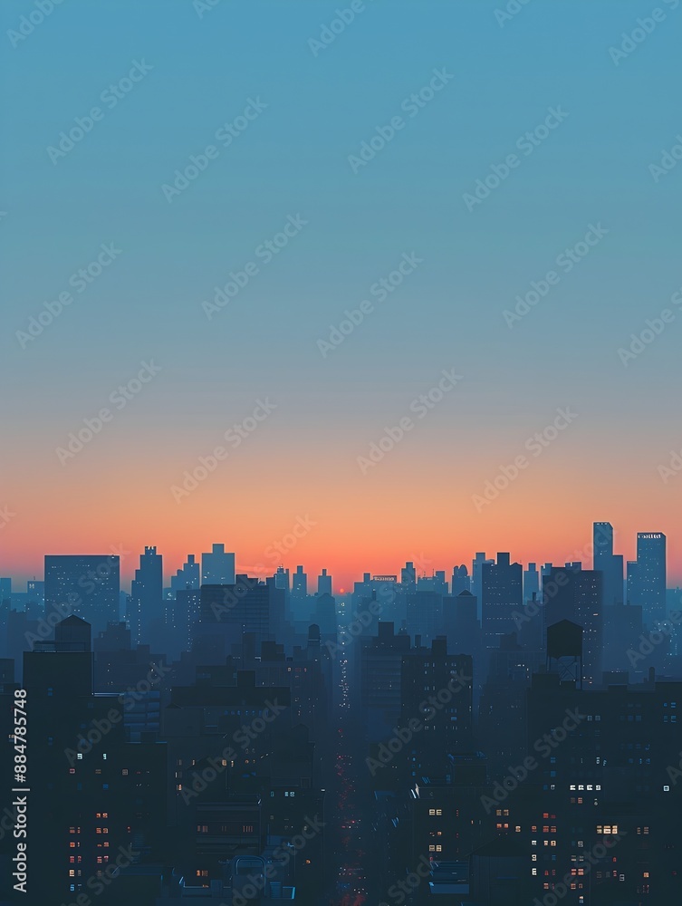 Minimalist Digital Cityscape at Serene Sunrise with Geometric Shapes and Tranquil Color Palette Minimalist Digital Cityscape at Serene Sunrise with Geometric Shapes and Tranquil Color Palette
