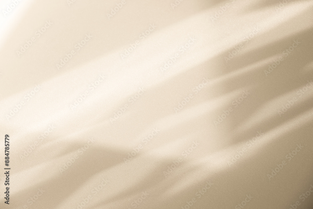 Obraz premium Studio style background wall decoration presentation uses white and beige tones. with shadows cast from a nearby window, concept creating a decorative backdrop.