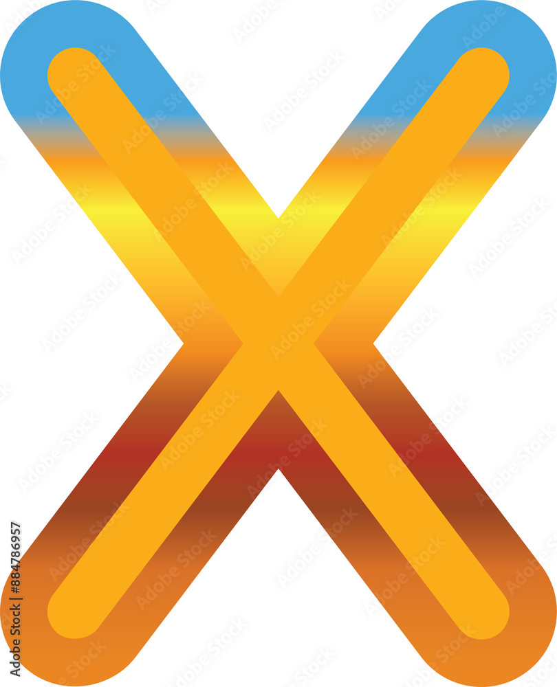 Obraz premium Gradient font, gold letter X