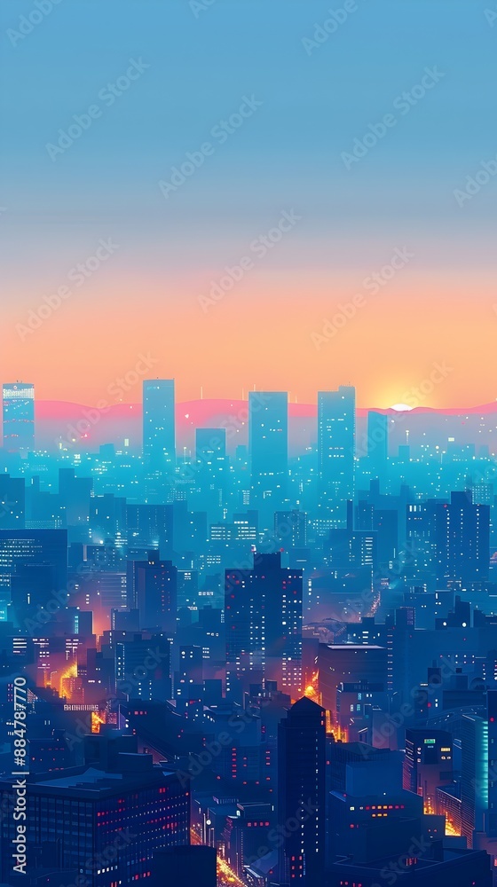 custom made wallpaper toronto digitalMinimalist Digital Cityscape at Sunrise Featuring Geometric Shapes and Calm Color Palette