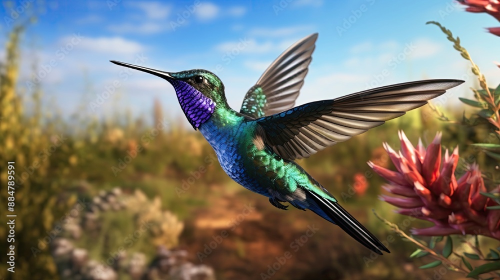 Obraz premium Broad-billed Hummingbird flying .