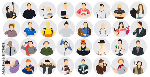 profession occupation profile set different people