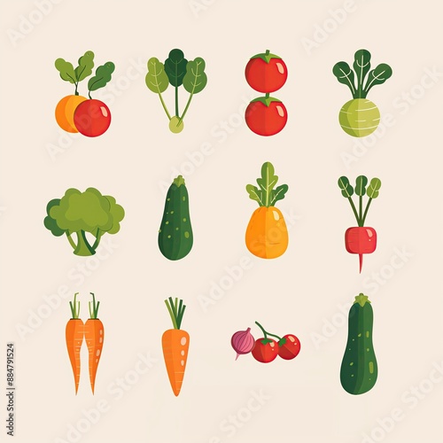 Fun Vegetable Illustration Set, Farm Fresh Organic Food Art, Garden Labels, Agriculture Marketing Icon Brand Label, Grocery Market Business Design Concept Artwork, Vegetarian Vegan Ingredients Menu