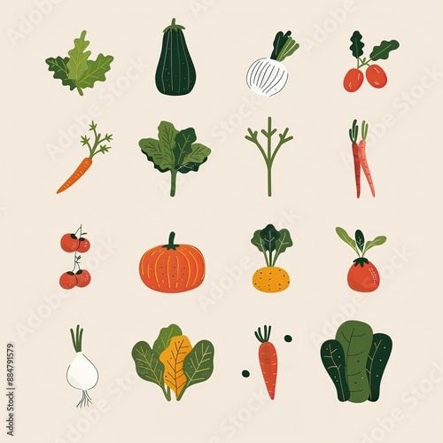 Fun Vegetable Illustration Set, Farm Fresh Organic Food Art, Garden Labels, Agriculture Marketing Icon Brand Label, Grocery Market Business Design Concept Artwork, Vegetarian Vegan Ingredients Menu