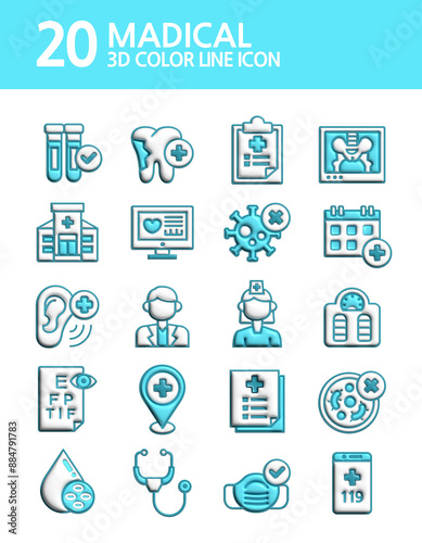 Hospital, Virus, Clinic, 3D, Bone, Teeth, dlqcp, Doctor, Nurse, Chart, Icon, 3d, Blood Donation