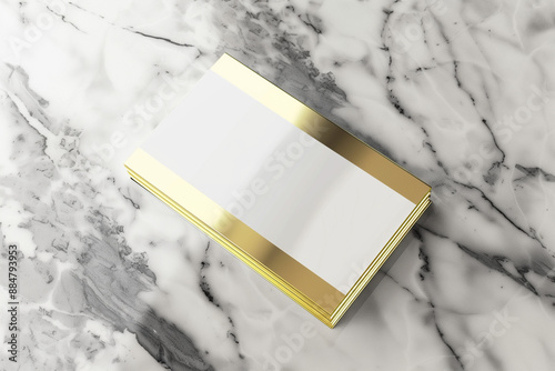 Luxury Business Card Mockup with Elegant Gold Accents on Marble Background – Premium Design for High-End Professional Branding photo