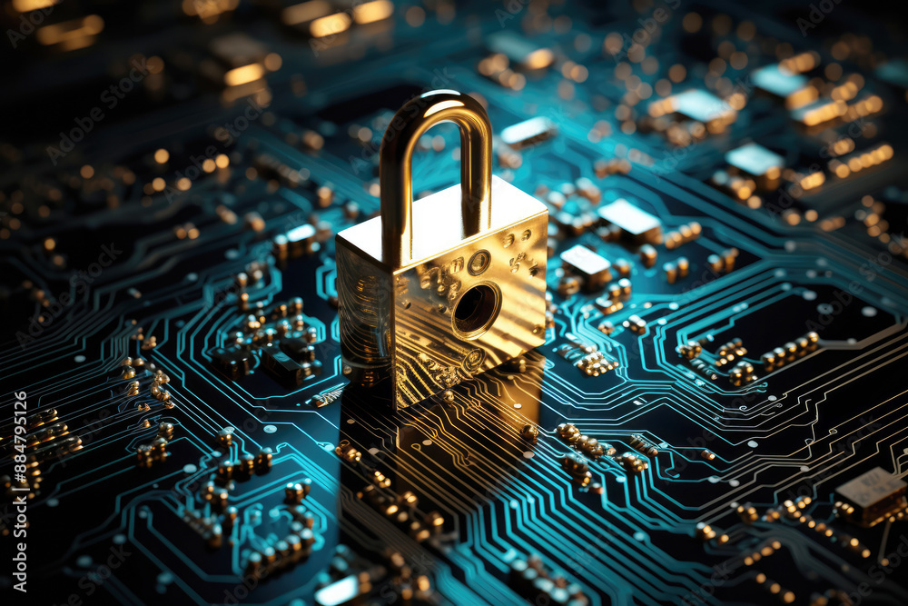 generated illustration of digital security and personal data concept with glowing digital lock generated illustration of digital security and personal data concept with glowing digital lock