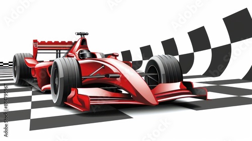 Red Formula One Race Car Crossing the Finish Line