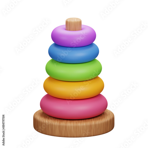 rainbow brown ring pyramid 3d illustration 