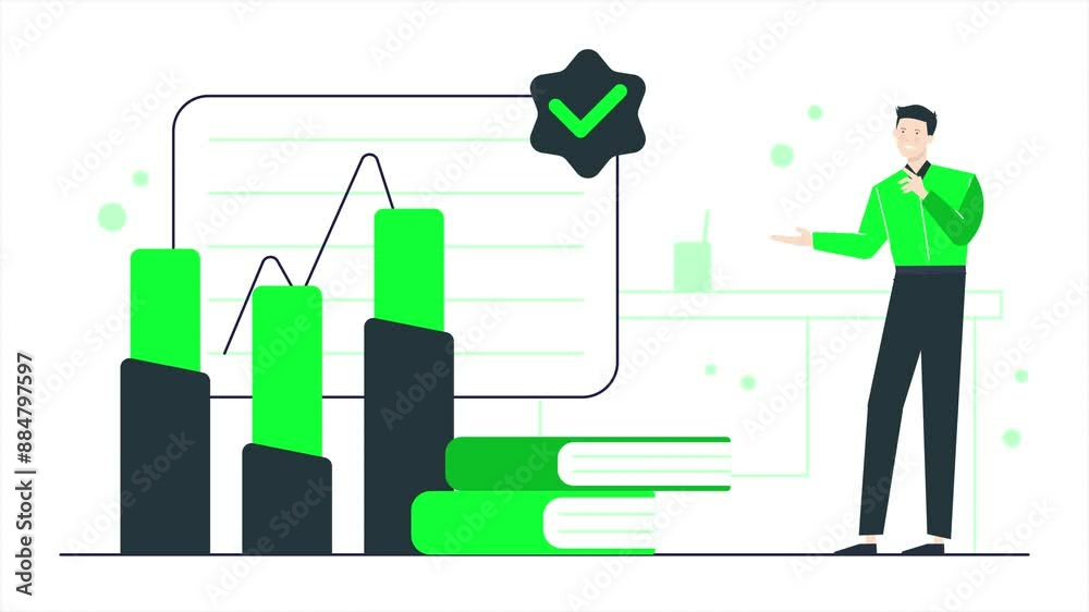 investment growth graphic with research team leader illustration business animated video investment growth graphic with research team leader illustration business animated video