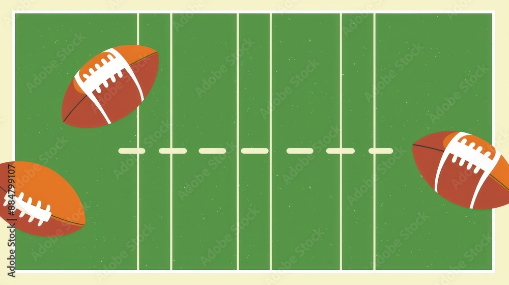 Obraz premium American Football Field with Two Balls