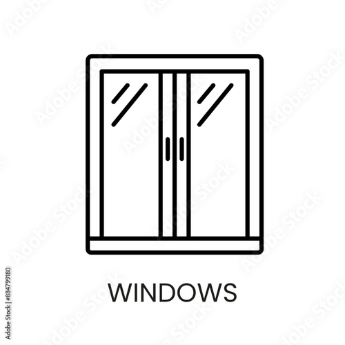 Window line vector icon with editable stroke