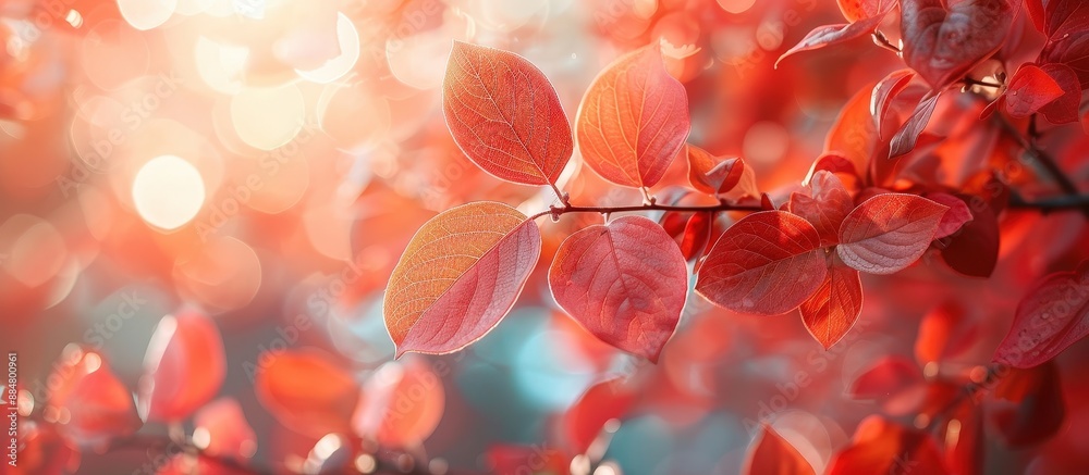 Vibrant Autumn Leaves with Sunlight Bokeh Background in Warm Tones Vibrant Autumn Leaves with Sunlight Bokeh Background in Warm Tones