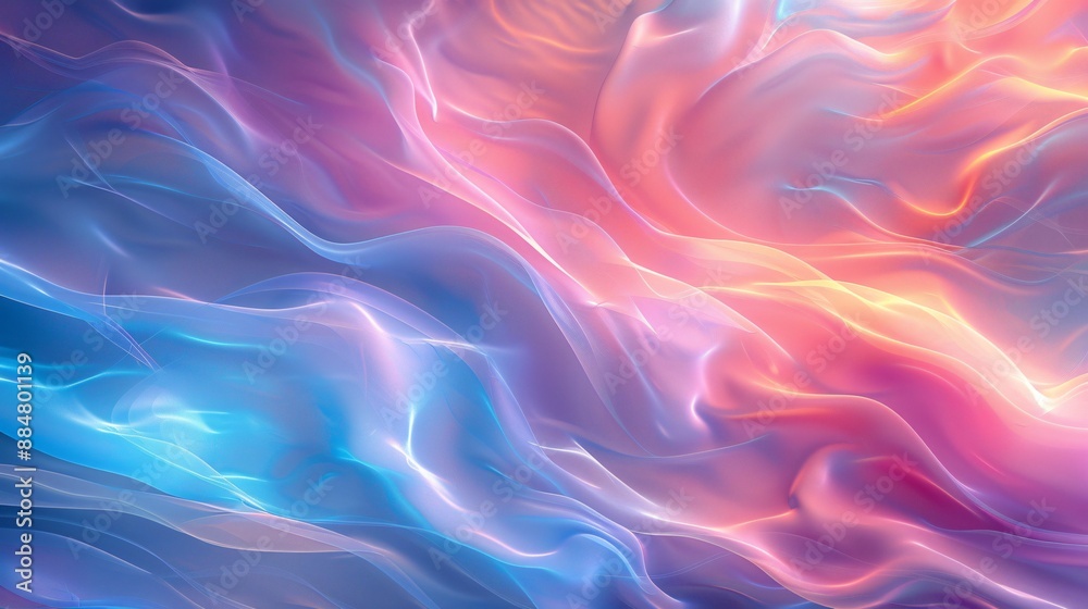 Abstract Glowing Waves in Blue, Pink and Orange