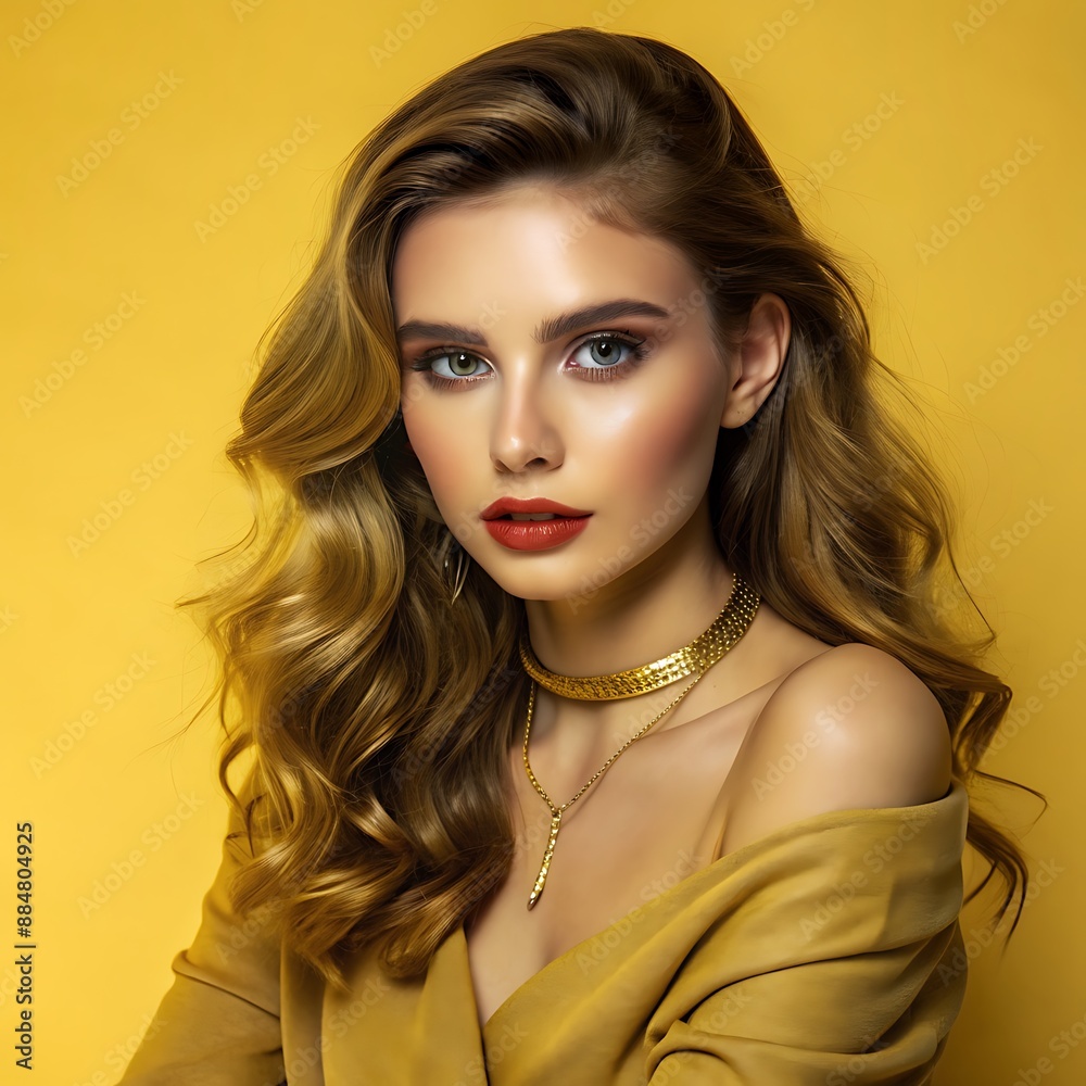 Confident female with bold personality and cool attitude. Portrait of an edgy young woman wearing fashionable clothes with a trendy hairstyle against a vibrant studio background.