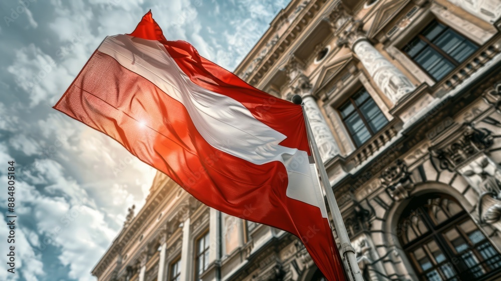 custom made wallpaper toronto digitalAustria flag waving with Vienna historic architecture