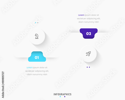 Vector Infographic label design template with icons and 2 options or steps. Can be used for process diagram, presentations, workflow layout, banner, flow chart, info graph.