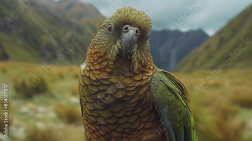 A large parrot native to, known for its olive-green feathers, orange underwings, and highly intelligent and curious nature photo