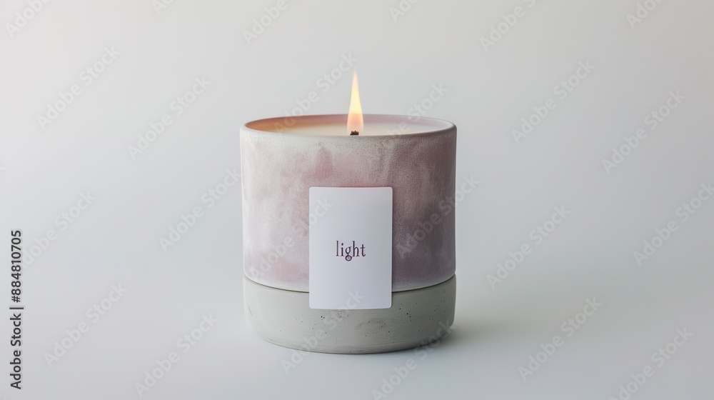 Thick Colored Candle in Plastic Container on White Background - Minimalist Thick Colored Candle in Plastic Container on White Background - Minimalist