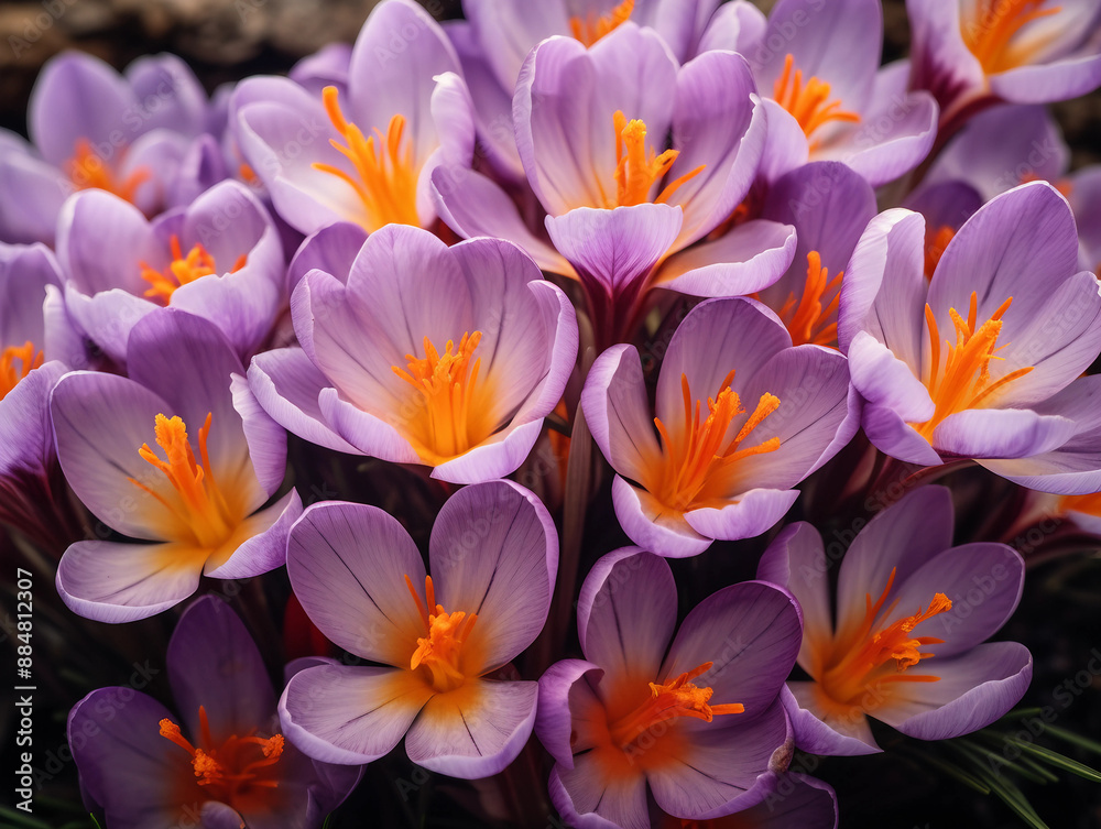 Fototapeta premium Close up of purple crocus flowers