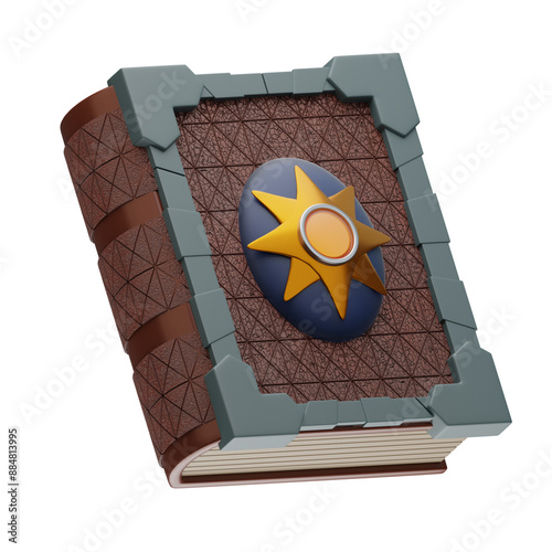 Fotografie 3D Brown Fantasy Book with Sun Emblem