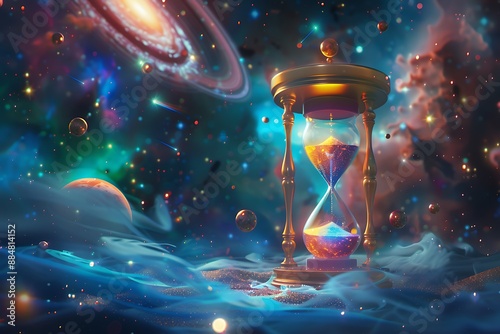 Hourglass In Cosmic Landscape.