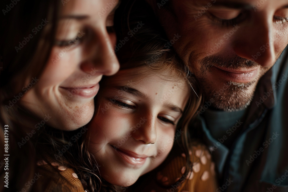 Intimate close-up of a loving family sharing a tender moment, highlighting their close bond and warmth. Intimate close-up of a loving family sharing a tender moment, highlighting their close bond and warmth.