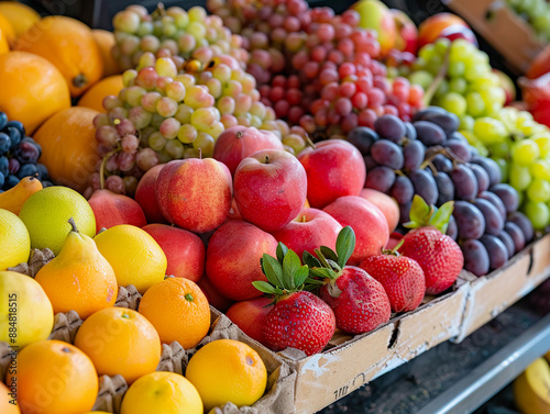 Fresh Fruit Displayed In A Market Stall