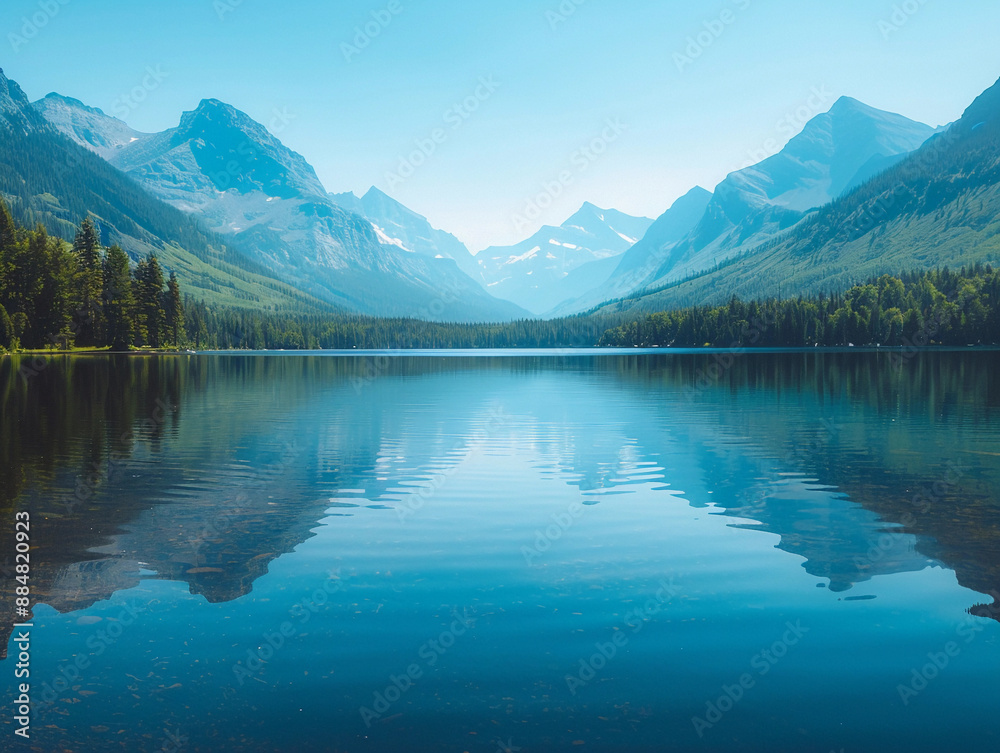 Tranquil Morning View of Lake McDonald in Glacier National Park Tranquil Morning View of Lake McDonald in Glacier National Park