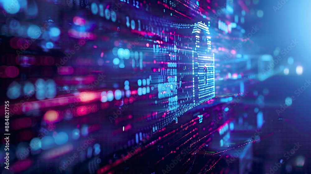 Cyberspace safety and developer programming website design technology secure social world concept with digital lock and blue background detailed code elements Cyberspace safety and developer programming website design technology secure social world concept with digital lock and blue background detailed code elements
