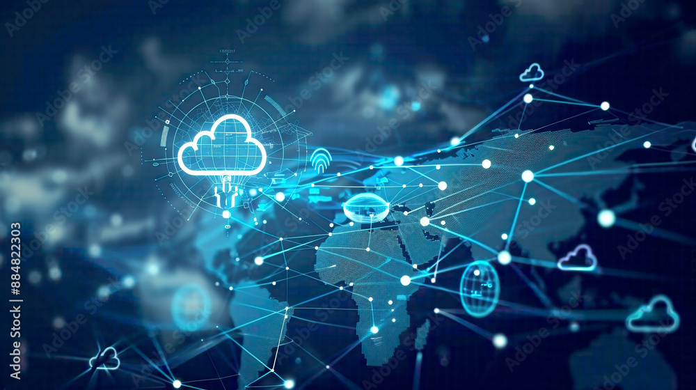 Data transfer and cloud computing technology concept with a large ...