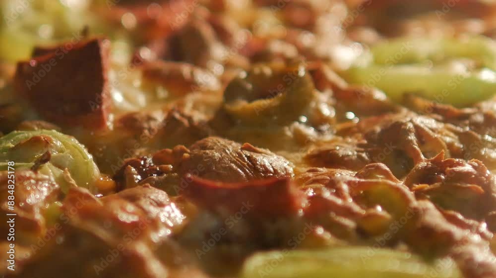 Homemade pizza is baked in a modern electric oven.