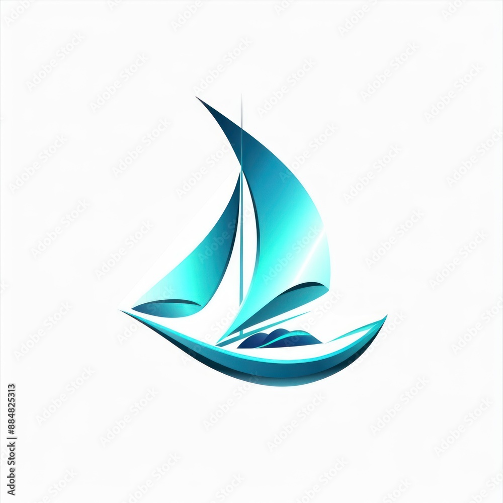 Abstract Blue Sailboat Illustration Abstract Blue Sailboat Illustration