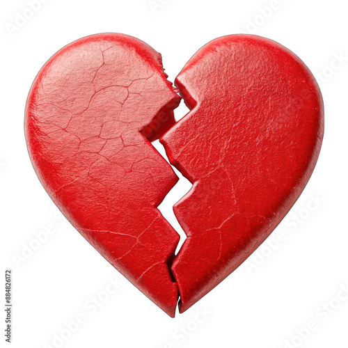 Broken red heart isolated on transparent background photo