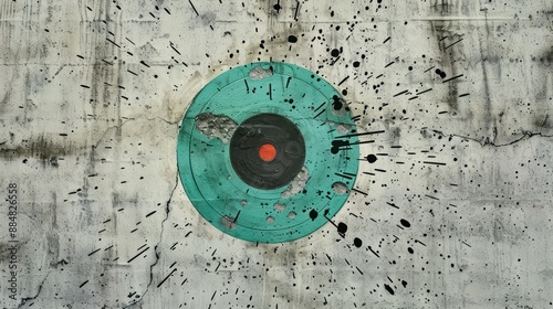 Vintage Vinyl Record on Weathered Concrete photo