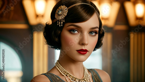 A portrait of a short haired woman